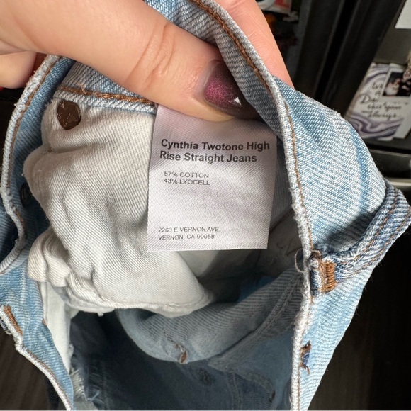 Reformation Cynthia Two Tone High Rise Straight Leg Jeans Size 28 - Picture 11 of 16